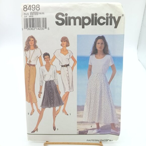 Simplicity 8498 Vintage Sewing Pattern Misses Slim Or Flared Skirt Size WW - Picture 1 of 2